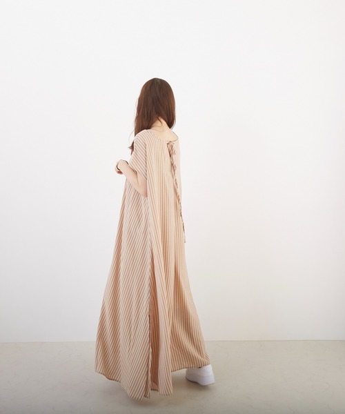 Wefst(ウェスト)の「【Wefst】先染めストライプ2wayワンピース(Tシャツ/カットソー・レディース・グリーン/ライトブルー/ピンク/オレンジ・FREE)」の16枚目の写真