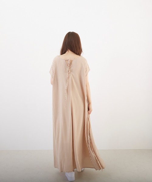 Wefst(ウェスト)の「【Wefst】先染めストライプ2wayワンピース(Tシャツ/カットソー・レディース・グリーン/ライトブルー/ピンク/オレンジ・FREE)」の17枚目の写真