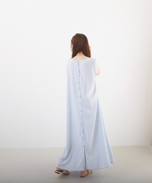 Wefst(ウェスト)の「【Wefst】先染めストライプ2wayワンピース(Tシャツ/カットソー・レディース・グリーン/ライトブルー/ピンク/オレンジ・FREE)」の21枚目の写真