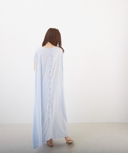 Wefst(ウェスト)の「【Wefst】先染めストライプ2wayワンピース(Tシャツ/カットソー・レディース・グリーン/ライトブルー/ピンク/オレンジ・FREE)」の22枚目の写真