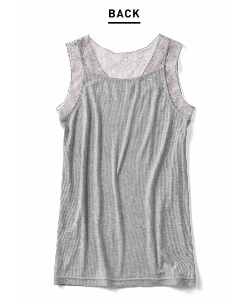 Live in comfort（リブインコンフォート）の「リブ　イン　コンフォート　着れば何かと安心のチラ見え防止レースタンクトップ（タンクトップ・レディース・グレー/ブラック/ホワイト・XX-LARGE/MEDIUM/LARGE/XXX-LARGE/X-LARGE/SMALL）」の4枚目の写真