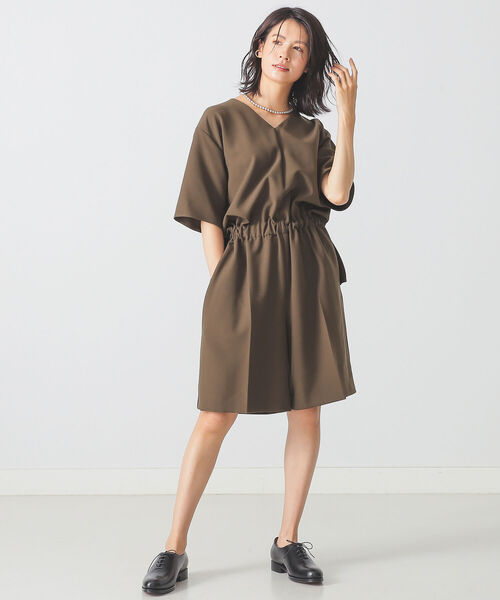 BEAMS LIGHTS（ビームスライツ）の「BEAMS LIGHTS / ハーフパンツ オールインワン（つなぎ/オールインワン・レディース・ホワイト系その他5/オリーブ・ONE SIZE）」の2枚目の写真