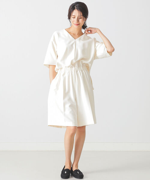 BEAMS LIGHTS（ビームスライツ）の「BEAMS LIGHTS / ハーフパンツ オールインワン（つなぎ/オールインワン・レディース・ホワイト系その他5/オリーブ・ONE SIZE）」の4枚目の写真