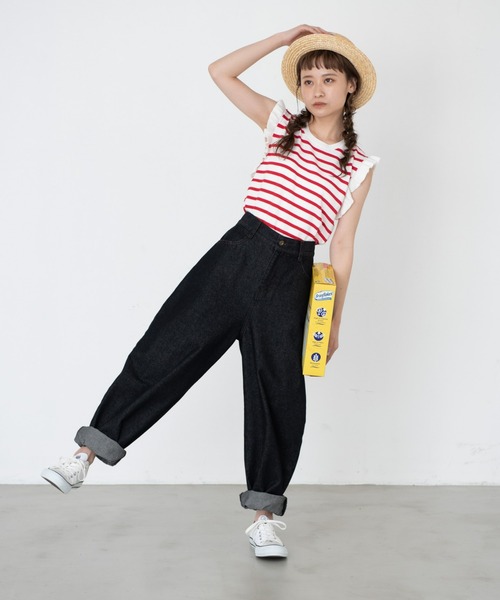 MERLOT（メルロー）の「ステッチバルーンデニムパンツ（デニムパンツ・レディース・ブラック/ブルー・FREE）」の14枚目の写真