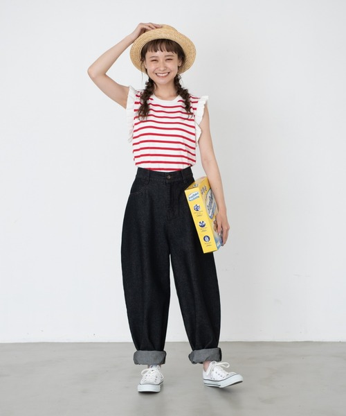 MERLOT（メルロー）の「ステッチバルーンデニムパンツ（デニムパンツ・レディース・ブラック/ブルー・FREE）」の3枚目の写真