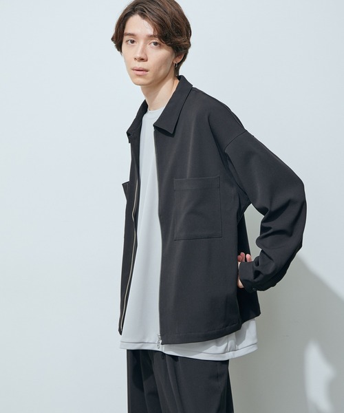 JUNRED（ジュンレッド）の「テクスチャーTRビッグジップブルゾン（ブルゾン・メンズ・ブラック/ライトグレー/ベージュ・S/M/L）」の2枚目の写真