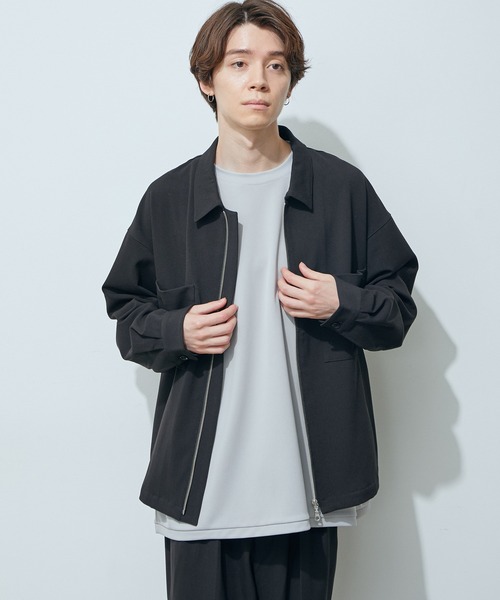 JUNRED（ジュンレッド）の「テクスチャーTRビッグジップブルゾン（ブルゾン・メンズ・ブラック/ライトグレー/ベージュ・S/M/L）」の5枚目の写真