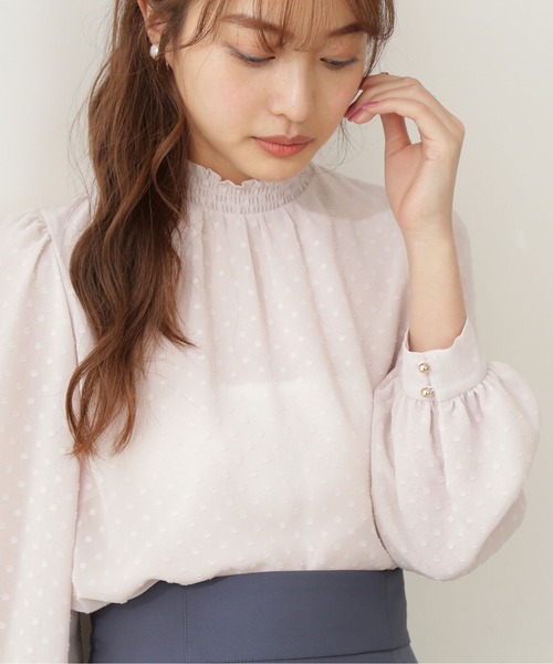 PROPORTION BODY DRESSING（プロポーションボディドレッシング）の「シャーリングネックドットブラウス / 1211210900（シャツ/ブラウス・レディース・ブラック/ホワイト系その他/グレー・SMALL/MEDIUM）」の3枚目の写真