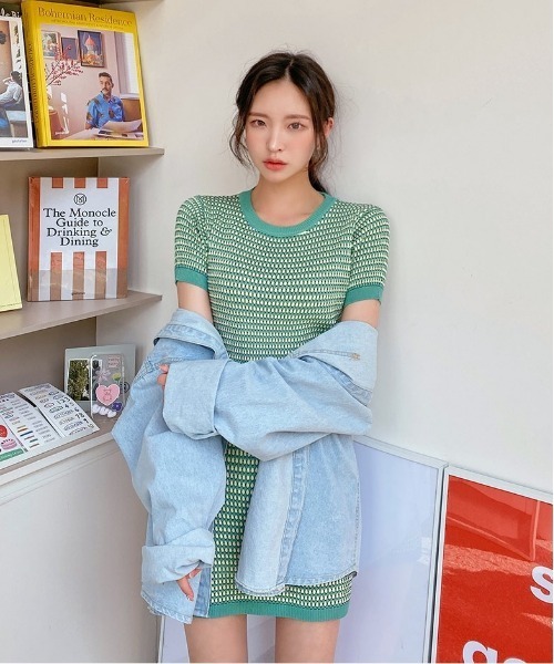 chuu(チュー)の「CHUU ジャガードミニワンピース(ワンピース・レディース・グリーン・FREE)」の11枚目の写真