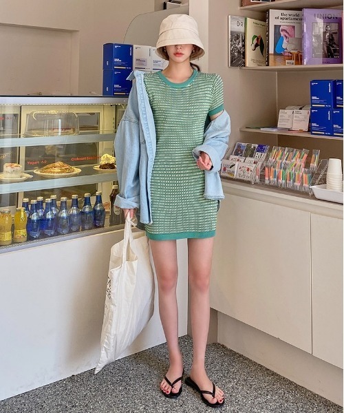 chuu(チュー)の「CHUU ジャガードミニワンピース(ワンピース・レディース・グリーン・FREE)」の8枚目の写真