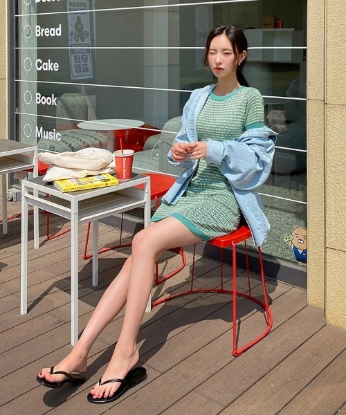 chuu(チュー)の「CHUU ジャガードミニワンピース(ワンピース・レディース・グリーン・FREE)」の7枚目の写真