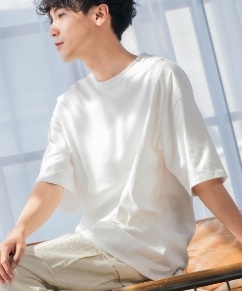 SIDEWAY STANCE(サイドウェイスタンス)の「【SIDEWAY STANCE】ミドルウェイト 無地 半袖 Tシャツ(Tシャツ/カットソー・メンズ・ホワイト/ブラック/パープル/モスグリーン/グレイッシュベージュ/チャコール/オリーブ/イエロー/ネイビー/キャメル/スモークピンク/セージグリーン/杢グレー/グリーン・MEDIUM/LARGE/X-LARGE)」の2枚目の写真