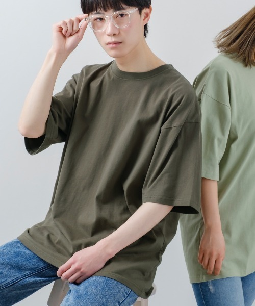 SIDEWAY STANCE(サイドウェイスタンス)の「【SIDEWAY STANCE】ミドルウェイト 無地 半袖 Tシャツ(Tシャツ/カットソー・メンズ・ホワイト/ブラック/パープル/モスグリーン/グレイッシュベージュ/チャコール/オリーブ/イエロー/ネイビー/キャメル/スモークピンク/セージグリーン/杢グレー/グリーン・MEDIUM/LARGE/X-LARGE)」の7枚目の写真