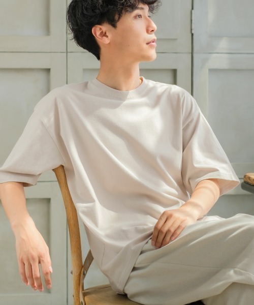 SIDEWAY STANCE(サイドウェイスタンス)の「【SIDEWAY STANCE】ミドルウェイト 無地 半袖 Tシャツ(Tシャツ/カットソー・メンズ・ホワイト/ブラック/パープル/モスグリーン/グレイッシュベージュ/チャコール/オリーブ/イエロー/ネイビー/キャメル/スモークピンク/セージグリーン/杢グレー/グリーン・MEDIUM/LARGE/X-LARGE)」の6枚目の写真