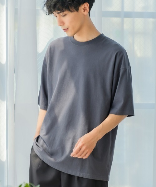 SIDEWAY STANCE(サイドウェイスタンス)の「【SIDEWAY STANCE】ミドルウェイト 無地 半袖 Tシャツ(Tシャツ/カットソー・メンズ・ホワイト/ブラック/パープル/モスグリーン/グレイッシュベージュ/チャコール/オリーブ/イエロー/ネイビー/キャメル/スモークピンク/セージグリーン/杢グレー/グリーン・MEDIUM/LARGE/X-LARGE)」の5枚目の写真