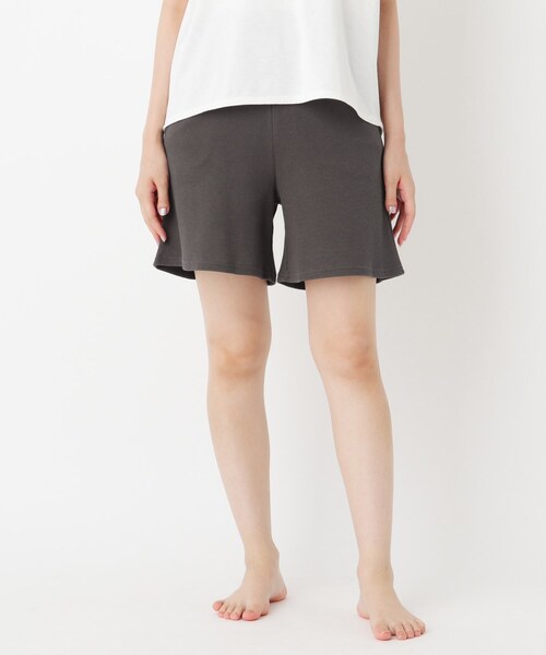 SOUP(スープ)の「◆【SOUP HOME】オーガニックコットン ワッフルショートパンツ(その他パンツ・レディース・チャコールグレー/アイボリー/カーキ・09)」の2枚目の写真