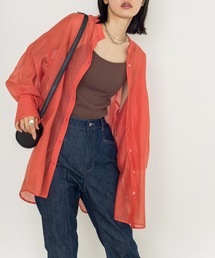 w closet | シアーバンドカラーBIGシャツ(シャツ/ブラウス)