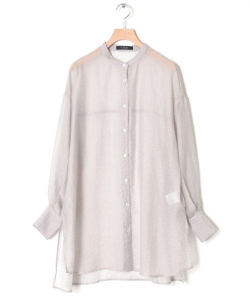 w closet（ダブルクローゼット）の「シアーバンドカラーBIGシャツ（シャツ/ブラウス・レディース・ダークグリーン/ブラウン/ライトベージュ/コーラルピンク/グレー系その他・FREE）」の16枚目の写真