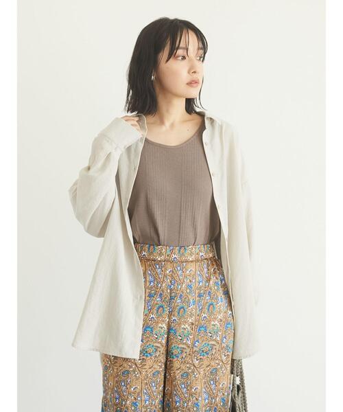 Green　Parks（グリーンパークス）の「さっと羽織りシャツ＊（シャツ/ブラウス・レディース・チャコールグレー/イエロー/グレイッシュベージュ・FREE）」の5枚目の写真