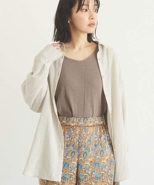 Green　Parks（グリーンパークス）の「さっと羽織りシャツ＊（シャツ/ブラウス・レディース・チャコールグレー/イエロー/グレイッシュベージュ・FREE）」の2枚目の写真