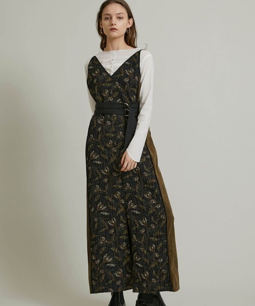 EBONY（エボニー）の「【EBONY(エボニー)】フラワージャカードキャミソールドレス E21AW/D-03（ワンピース・レディース・ブラック/ベージュ・1/2）」の9枚目の写真