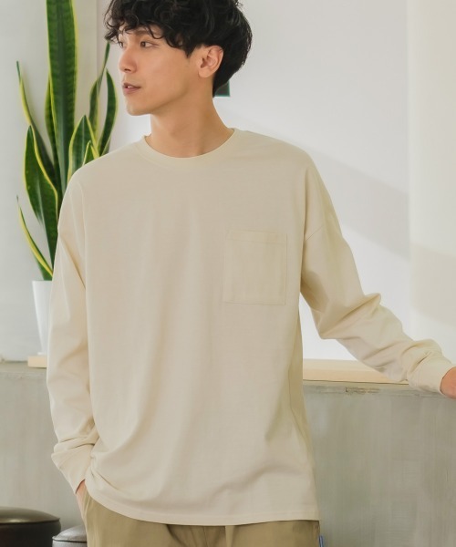 SIDEWAY STANCE(サイドウェイスタンス)の「【SIDEWAY STANCE】胸ポケット付き スリット 長袖 Tシャツ(Tシャツ/カットソー・メンズ・杢グレー/ブラック/ブラウン/チャコール/ブルーグレー/ホワイト/ダークグリーン/キナリ・X-LARGE/MEDIUM/LARGE)」の3枚目の写真