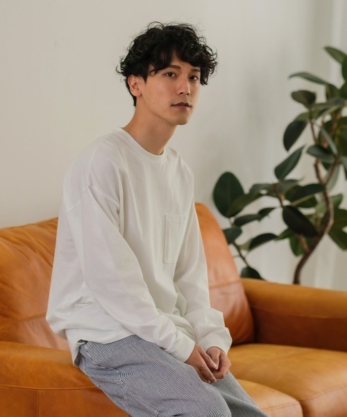 SIDEWAY STANCE(サイドウェイスタンス)の「【SIDEWAY STANCE】胸ポケット付き スリット 長袖 Tシャツ(Tシャツ/カットソー・メンズ・杢グレー/ブラック/ブラウン/チャコール/ブルーグレー/ホワイト/ダークグリーン/キナリ・X-LARGE/MEDIUM/LARGE)」の9枚目の写真