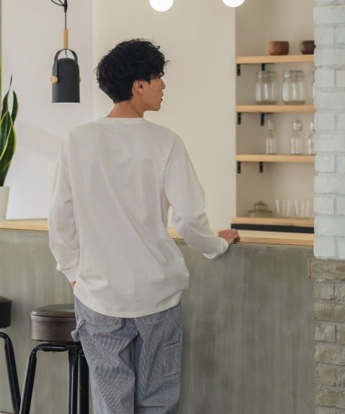 SIDEWAY STANCE(サイドウェイスタンス)の「【SIDEWAY STANCE】胸ポケット付き スリット 長袖 Tシャツ(Tシャツ/カットソー・メンズ・杢グレー/ブラック/ブラウン/チャコール/ブルーグレー/ホワイト/ダークグリーン/キナリ・X-LARGE/MEDIUM/LARGE)」の10枚目の写真