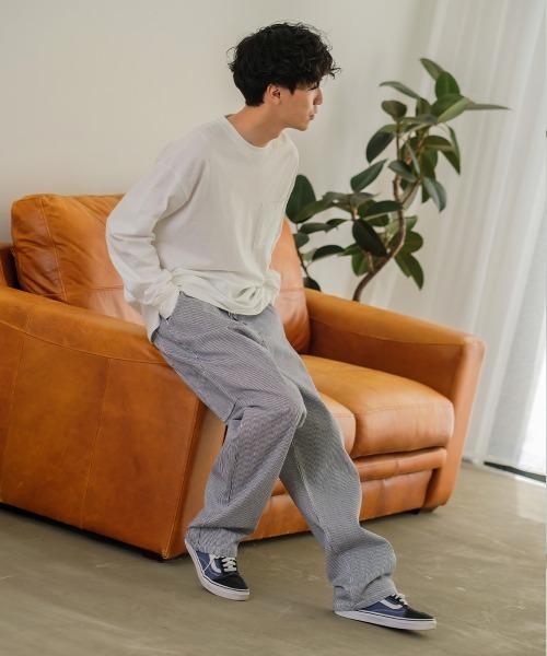 SIDEWAY STANCE(サイドウェイスタンス)の「【SIDEWAY STANCE】胸ポケット付き スリット 長袖 Tシャツ(Tシャツ/カットソー・メンズ・杢グレー/ブラック/ブラウン/チャコール/ブルーグレー/ホワイト/ダークグリーン/キナリ・X-LARGE/MEDIUM/LARGE)」の11枚目の写真