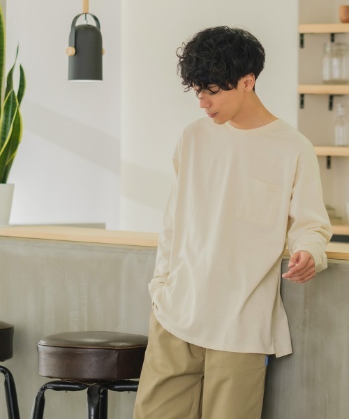 SIDEWAY STANCE(サイドウェイスタンス)の「【SIDEWAY STANCE】胸ポケット付き スリット 長袖 Tシャツ(Tシャツ/カットソー・メンズ・杢グレー/ブラック/ブラウン/チャコール/ブルーグレー/ホワイト/ダークグリーン/キナリ・X-LARGE/MEDIUM/LARGE)」の12枚目の写真