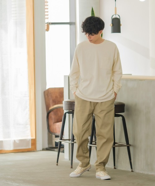 SIDEWAY STANCE(サイドウェイスタンス)の「【SIDEWAY STANCE】胸ポケット付き スリット 長袖 Tシャツ(Tシャツ/カットソー・メンズ・杢グレー/ブラック/ブラウン/チャコール/ブルーグレー/ホワイト/ダークグリーン/キナリ・X-LARGE/MEDIUM/LARGE)」の14枚目の写真