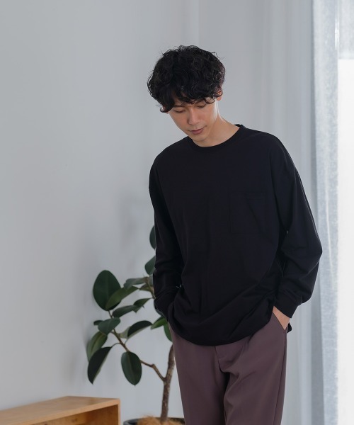 SIDEWAY STANCE(サイドウェイスタンス)の「【SIDEWAY STANCE】胸ポケット付き スリット 長袖 Tシャツ(Tシャツ/カットソー・メンズ・杢グレー/ブラック/ブラウン/チャコール/ブルーグレー/ホワイト/ダークグリーン/キナリ・X-LARGE/MEDIUM/LARGE)」の15枚目の写真