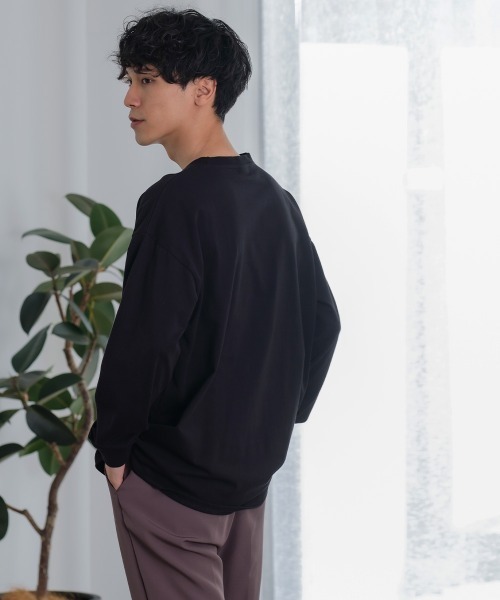 SIDEWAY STANCE(サイドウェイスタンス)の「【SIDEWAY STANCE】胸ポケット付き スリット 長袖 Tシャツ(Tシャツ/カットソー・メンズ・杢グレー/ブラック/ブラウン/チャコール/ブルーグレー/ホワイト/ダークグリーン/キナリ・X-LARGE/MEDIUM/LARGE)」の16枚目の写真