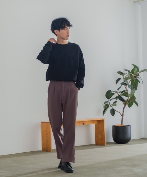 SIDEWAY STANCE(サイドウェイスタンス)の「【SIDEWAY STANCE】胸ポケット付き スリット 長袖 Tシャツ(Tシャツ/カットソー・メンズ・杢グレー/ブラック/ブラウン/チャコール/ブルーグレー/ホワイト/ダークグリーン/キナリ・X-LARGE/MEDIUM/LARGE)」の17枚目の写真