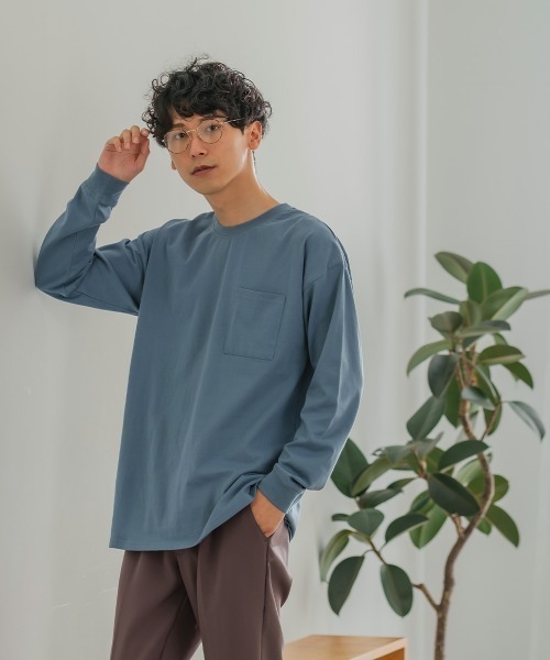 SIDEWAY STANCE(サイドウェイスタンス)の「【SIDEWAY STANCE】胸ポケット付き スリット 長袖 Tシャツ(Tシャツ/カットソー・メンズ・杢グレー/ブラック/ブラウン/チャコール/ブルーグレー/ホワイト/ダークグリーン/キナリ・X-LARGE/MEDIUM/LARGE)」の18枚目の写真