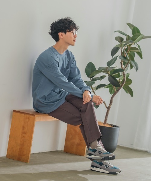 SIDEWAY STANCE(サイドウェイスタンス)の「【SIDEWAY STANCE】胸ポケット付き スリット 長袖 Tシャツ(Tシャツ/カットソー・メンズ・杢グレー/ブラック/ブラウン/チャコール/ブルーグレー/ホワイト/ダークグリーン/キナリ・X-LARGE/MEDIUM/LARGE)」の20枚目の写真