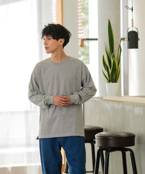 SIDEWAY STANCE(サイドウェイスタンス)の「【SIDEWAY STANCE】胸ポケット付き スリット 長袖 Tシャツ(Tシャツ/カットソー・メンズ・杢グレー/ブラック/ブラウン/チャコール/ブルーグレー/ホワイト/ダークグリーン/キナリ・X-LARGE/MEDIUM/LARGE)」の21枚目の写真