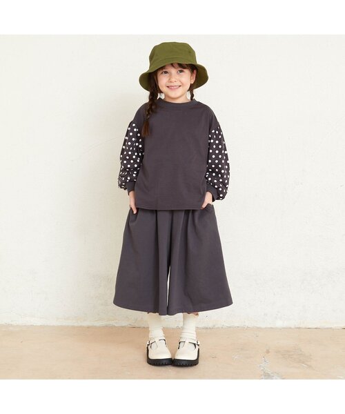ALPHA LABEL（アルファーレーベル）の「AL 天竺袖ドットプリントパフTシャツ（Tシャツ/カットソー・キッズ・チャコール/オフホワイト/ピンク・150/120/140/100/110/130/90）」の4枚目の写真