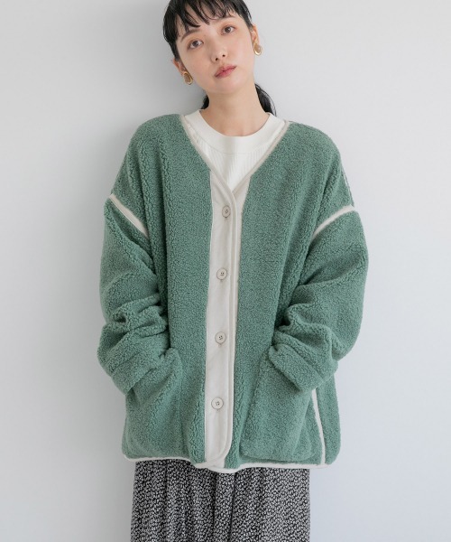 LOWRYS FARM（ローリーズファーム）の「パイピングボアジャケット　214890（ブルゾン・レディース・パープル/ブラウン/グリーン/アイボリー・FREE）」の9枚目の写真