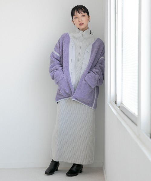 LOWRYS FARM（ローリーズファーム）の「パイピングボアジャケット　214890（ブルゾン・レディース・パープル/ブラウン/グリーン/アイボリー・FREE）」の5枚目の写真