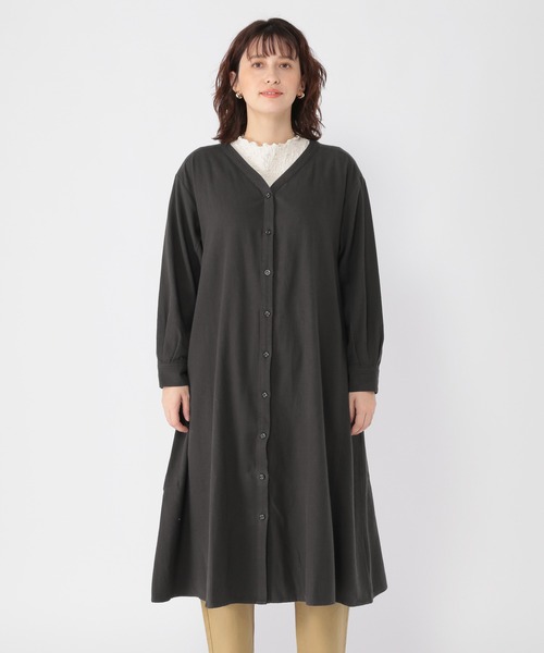 studio CLIP（スタディオクリップ）の「ダブルフロントVネックフレアワンピース（ワンピース・レディース・スモーク/モカ/カーキ・FREE）」の16枚目の写真