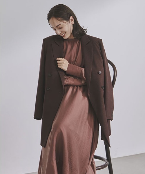 anuans(アニュアンス)の「サイドスリットピークドロングジャケット(テーラードジャケット・レディース・ベージュ/ブラウン/ブラック・FREE)」の12枚目の写真