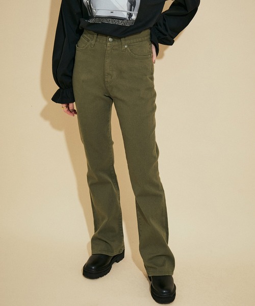 CIMARRON（シマロン）の「<春まで使える><21AW新作>【CIMARRON JEANS for MADEMOISELLE】別注フレアデニム（デニムパンツ・レディース・ネイビー/グリーン系その他/ピンク系その他2/グレー/ブルー/キナリ・38/36/34）」の3枚目の写真