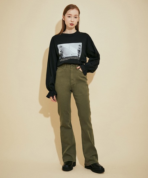 CIMARRON（シマロン）の「<春まで使える><21AW新作>【CIMARRON JEANS for MADEMOISELLE】別注フレアデニム（デニムパンツ・レディース・ネイビー/グリーン系その他/ピンク系その他2/グレー/ブルー/キナリ・38/36/34）」の18枚目の写真
