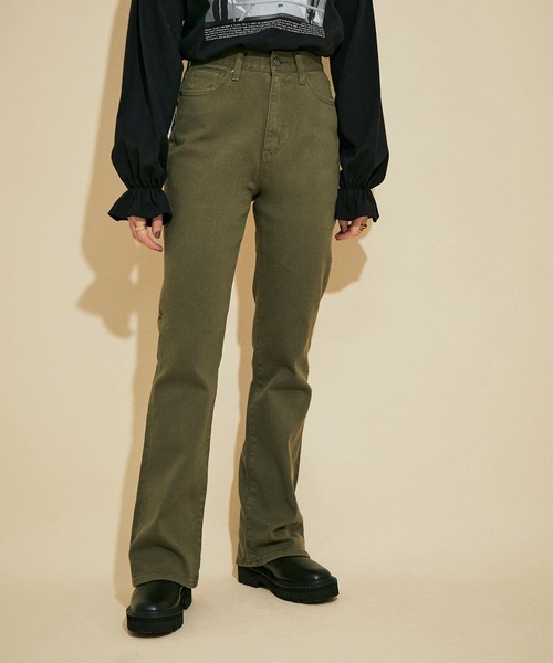 CIMARRON（シマロン）の「<春まで使える><21AW新作>【CIMARRON JEANS for MADEMOISELLE】別注フレアデニム（デニムパンツ・レディース・ネイビー/グリーン系その他/ピンク系その他2/グレー/ブルー/キナリ・38/36/34）」の21枚目の写真