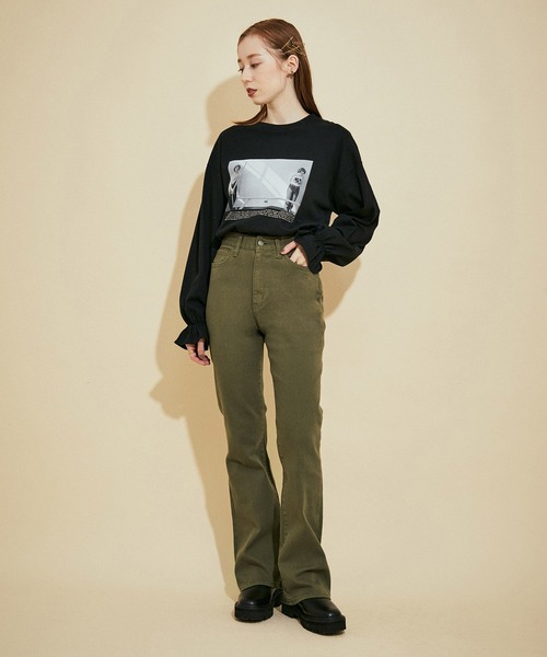 CIMARRON（シマロン）の「<春まで使える><21AW新作>【CIMARRON JEANS for MADEMOISELLE】別注フレアデニム（デニムパンツ・レディース・ネイビー/グリーン系その他/ピンク系その他2/グレー/ブルー/キナリ・38/36/34）」の17枚目の写真