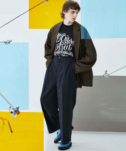 MAISON SPECIAL（メゾンスペシャル）の「《ユニセックスアイテム》ヘザーテックツイルワンタックワイドスラックス 【MAISON SPECIAL/メゾンスペシャル】（スラックス・メンズ・ブラック/カーキ/ブルー・1/2/0）」の4枚目の写真