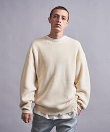 MONKEY TIME | <monkey time> W/AC AZE DSTRDS CN/ニット(ニット/セーター)