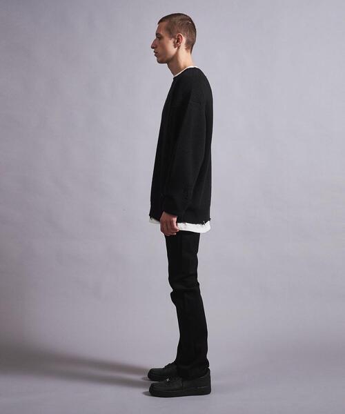 MONKEY TIME（モンキータイム）の「＜monkey time＞ W/AC AZE DSTRDS CN/ニット（ニット/セーター・メンズ・ブラック/ナチュラル・S/M/L/XL）」の18枚目の写真