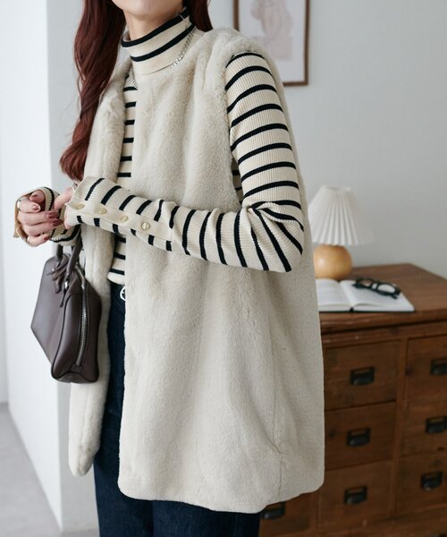 DISCOAT(ディスコート)の「【毎年大好評!】ファーベスト(ベスト・レディース・ライトグレー/ブラウン/チャコールグレー/グレイッシュベージュ・FREE)」の7枚目の写真